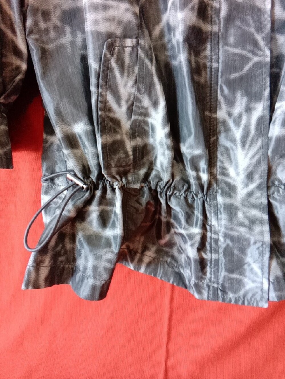 Kenneth Cole New York Gray Patterned Drawstring Utility Jacket - Picture 4 of 8